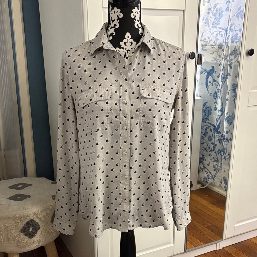 Loft Outlet Gray Patterned Women’s Blouse